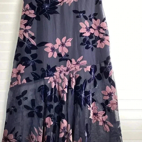 Sam Edelman Burnout Velvet Maxi Dress Size 8 Floral Purple& Blue - Picture 10 of 14